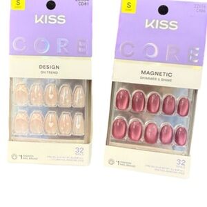 NWT KISS Core Press On Fake Nails Pink Cheers Red Flaming Short Gift New